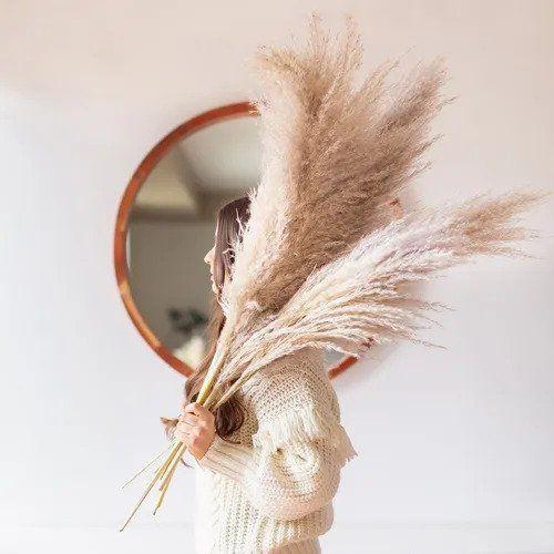 Capim Dos Pampas Decoração Sala Quarto Home 8 Hastes - Natural Preço Arranjo Arranjo Imagem de Capim Dos Pampas Decoração Sala Quarto Home 8 Hastes