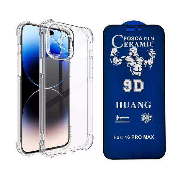 Imagem de Capinha Capa Anti Impacto + Película Ceramica Fosca Privacidade 9d Compativel com iPhone 16 Pro Max