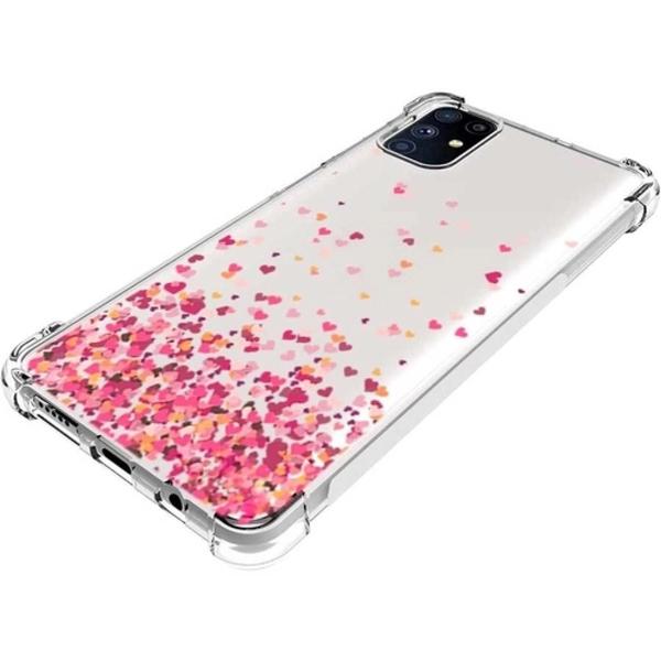 Imagem de Capinha Com Bordas Anti Choque Chuva de Coração + Pelicula Vidro 3D Compativel Para Galaxy S20 Fe