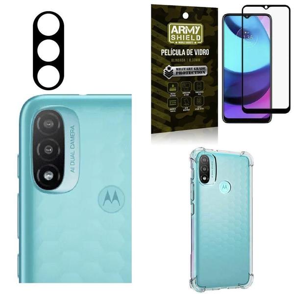 Imagem de Capinha Moto E20 + Película De Câmera + Película 3D - Army