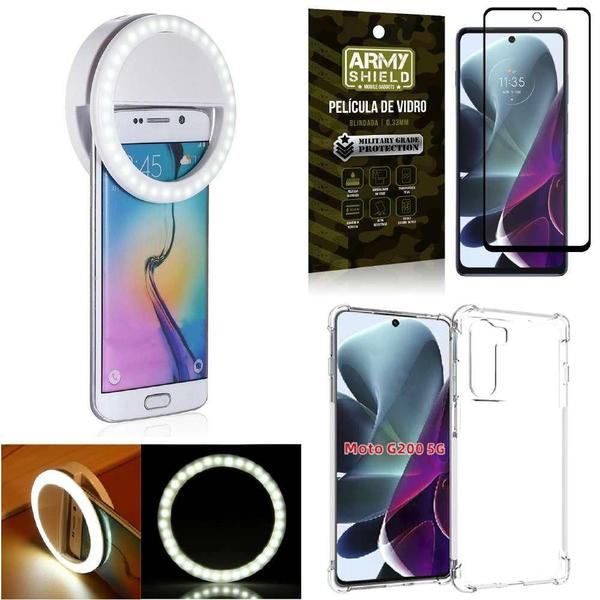 Imagem de Capinha Moto G200 5G + Flash Ring + Película Vidro 3D