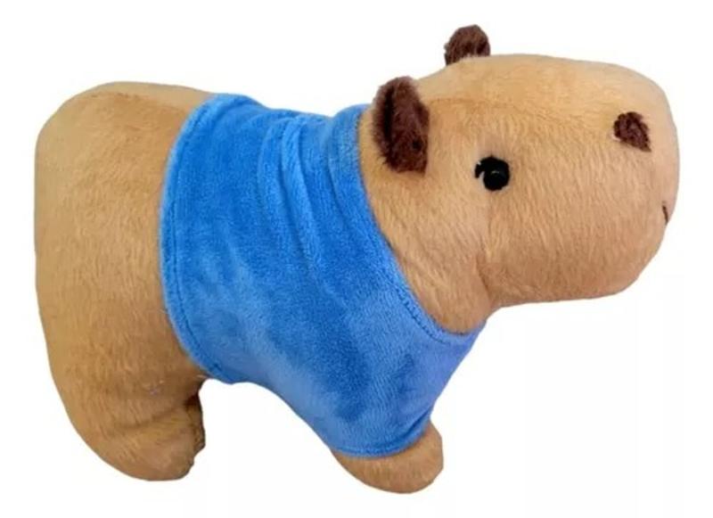 Imagem de Capivara de pelúcia filó com roupa fofa brinquedo decoração 25cm