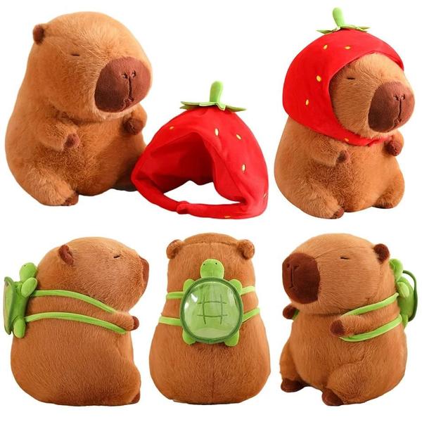 Imagem de Capivara Kawaii de Pelúcia - Brinquedo Fofo com Design de Saco de Tartaruga