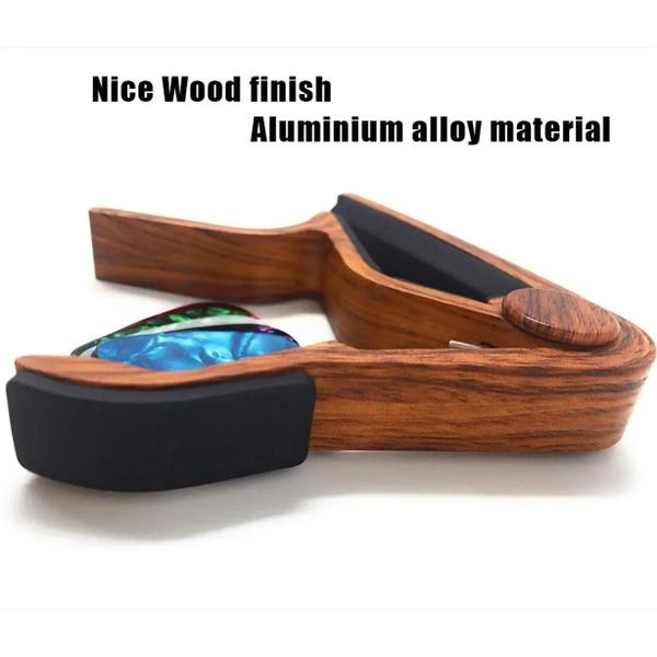 Imagem de Capo para Guitarra Miwayer - Aço Rosewood - Para Guitarras Acústicas e Elétricas + 5 Palhetas