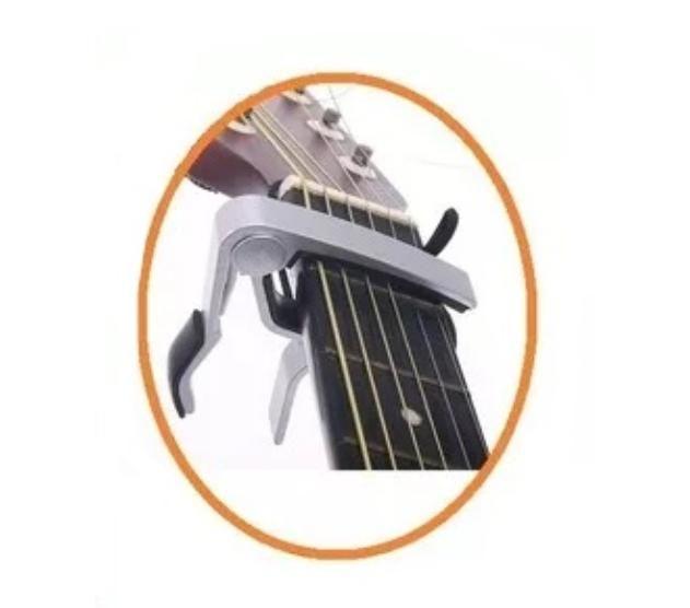 Imagem de Capotraste braçadeira para violão guitarra ukulele prata violão aço nylon