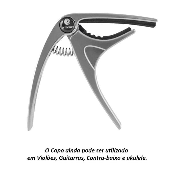 Capotraste para Guitarra Violão CH-101SV PTA Harmonics Imagem de Capotraste para Guitarra Violão CH-101SV PTA Harmonics