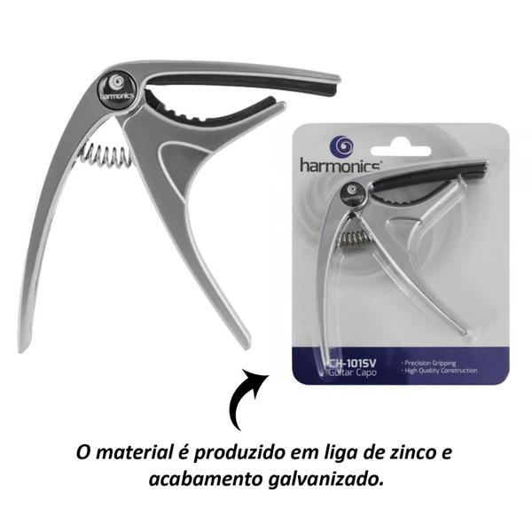 Capotraste para Guitarra Violão CH-101SV PTA Harmonics Imagem de Capotraste para Guitarra Violão CH-101SV PTA Harmonics
