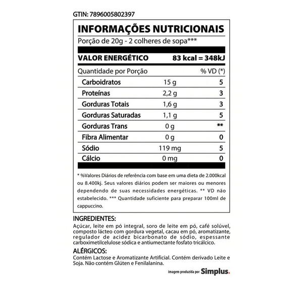 Cappuccino 3 Corações Sabor Chocolate Sachê 20g Imagem de Cappuccino 3 Corações Sabor Chocolate Sachê 20g