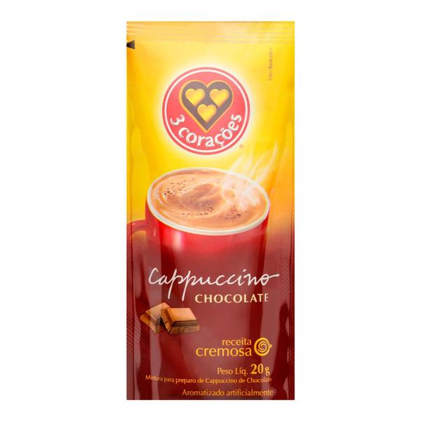 Cappuccino 3 Corações Sabor Chocolate Sachê 20g Imagem de Cappuccino 3 Corações Sabor Chocolate Sachê 20g