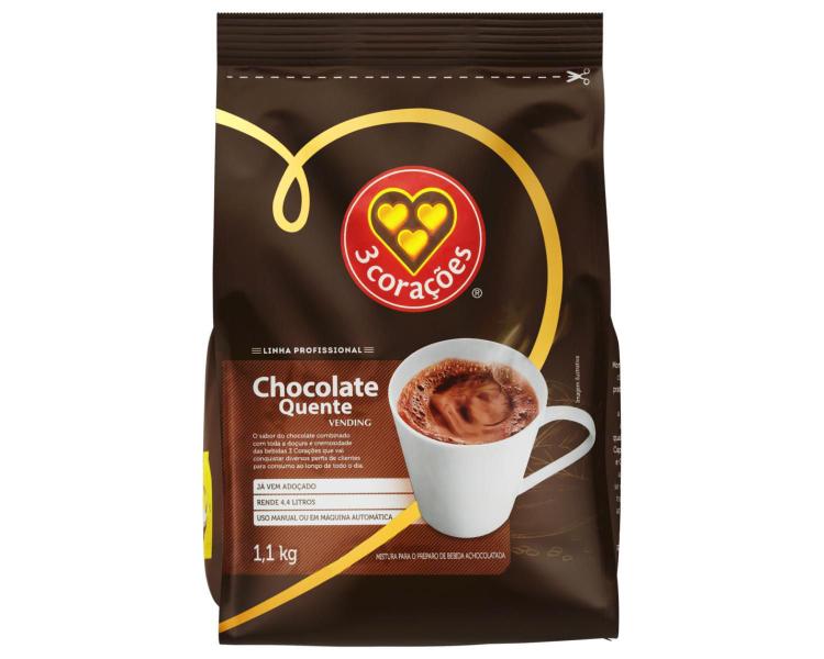 Cappuccino + Café + Chocolate Em Pó 3 Corações Vending - 1Kg - 3 Coracoes Imagem de Cappuccino + Café + Chocolate Em Pó 3 Corações Vending - 1Kg