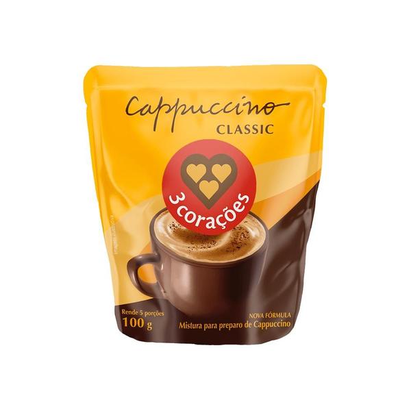 Cappuccino Classic 3 Corações Refil 100g Imagem de Cappuccino Classic 3 Corações Refil 100g