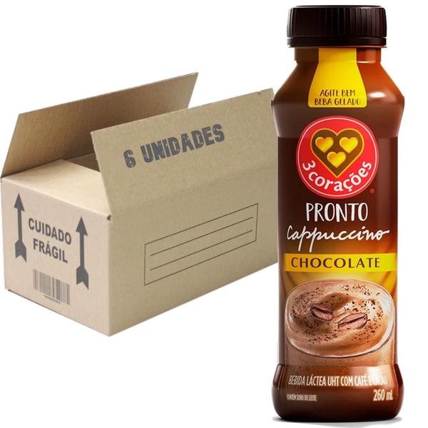 Cappuccino Pronto Chocolate 3 Corações 260Ml (6X) - 3 Coracoes Imagem de Cappuccino Pronto Chocolate 3 Corações 260Ml (6X)