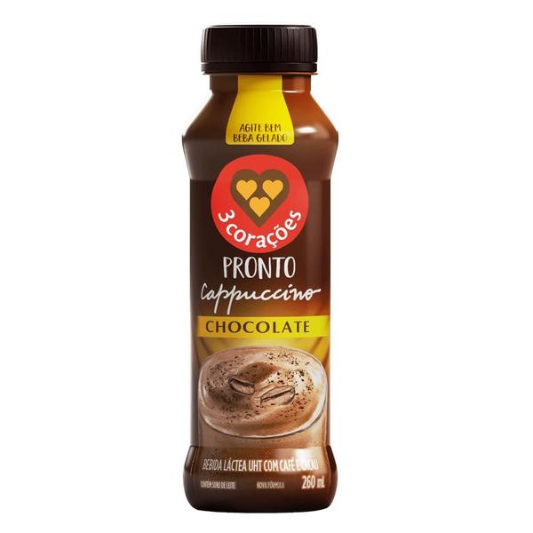 Cappuccino Pronto Chocolate 3 Corações 260ML Imagem de Cappuccino Pronto Chocolate 3 Corações 260ML