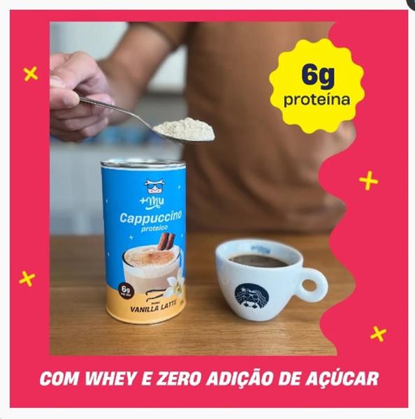 Imagem de Cappuccino Sabor Tradicional  Vanilla Latte com Whey, Canela e Pimenta Lata de 200g Mais Mu