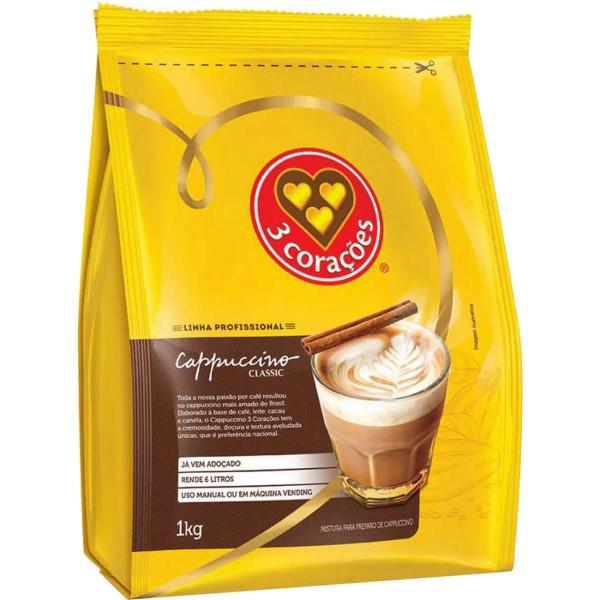 Imagem de Cappuccino Soluvel 3 Corações Classic 1Kg Vending 2 Pacotes