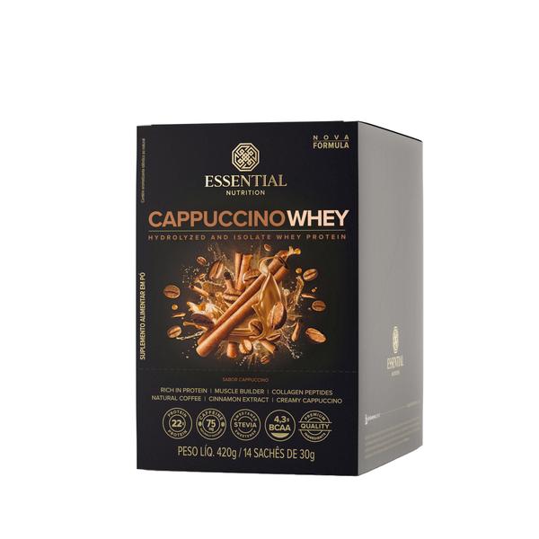 Cappuccino Whey 30g Essential Nutrition 14 Sachês Imagem de Cappuccino Whey 30g Essential Nutrition 14 Sachês