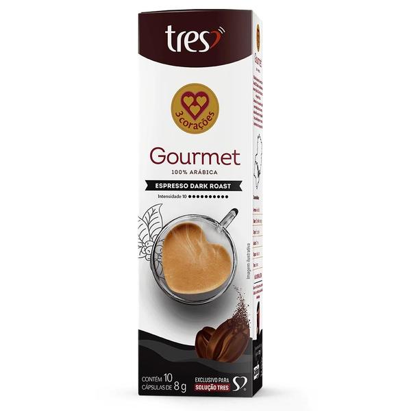 Cápsula de Café Espresso Gourmet Dark Roast TRES 3 Corações Imagem de Cápsula de Café Espresso Gourmet Dark Roast TRES 3 Corações
