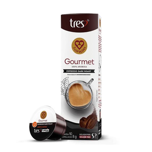Cápsula de Café Espresso Gourmet Dark Roast TRES 3 Corações Imagem de Cápsula de Café Espresso Gourmet Dark Roast TRES 3 Corações