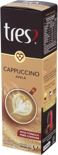 Cápsula de Cappuccino Avelã Tres 3 Corações 10cap 110g - Três Corações Imagem de Cápsula de Cappuccino Avelã Tres 3 Corações 10cap 110g