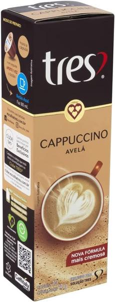 Cápsula de Cappuccino Avelã Tres 3 Corações 10cap 110g - Três Corações Imagem de Cápsula de Cappuccino Avelã Tres 3 Corações 10cap 110g