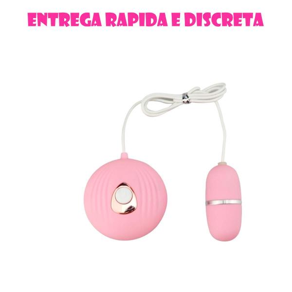 Imagem de Cápsula vibratória formato bullet oval com controle remoto com fio multivelocidade com relevos massageadores