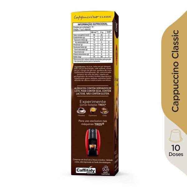 Imagem de Cápsulas de Cappuccino Classic 3 Corações Tres com 10 Cápsulas de 11g cada