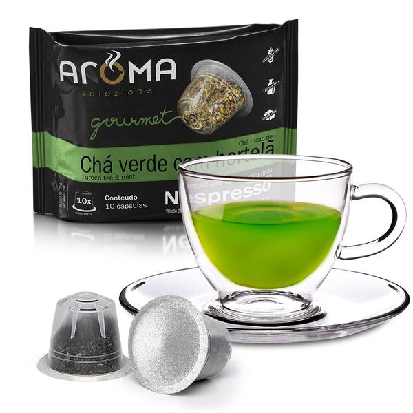 Imagem de Cápsulas de Chá Chá Verde com Hortelã Aroma - Compatíveis com Nespresso - 10 un.