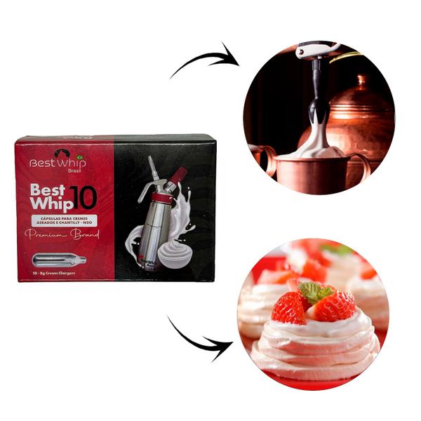 Cápsulas de Gás para Chantilly BestWhip para Sifão 360un Imagem de Cápsulas de Gás para Chantilly BestWhip para Sifão 360un