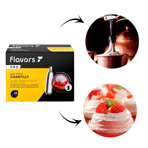 Cápsulas de Gás para Chantilly Flavors Pro para Sifão 10un Imagem de Cápsulas de Gás para Chantilly Flavors Pro para Sifão 10un
