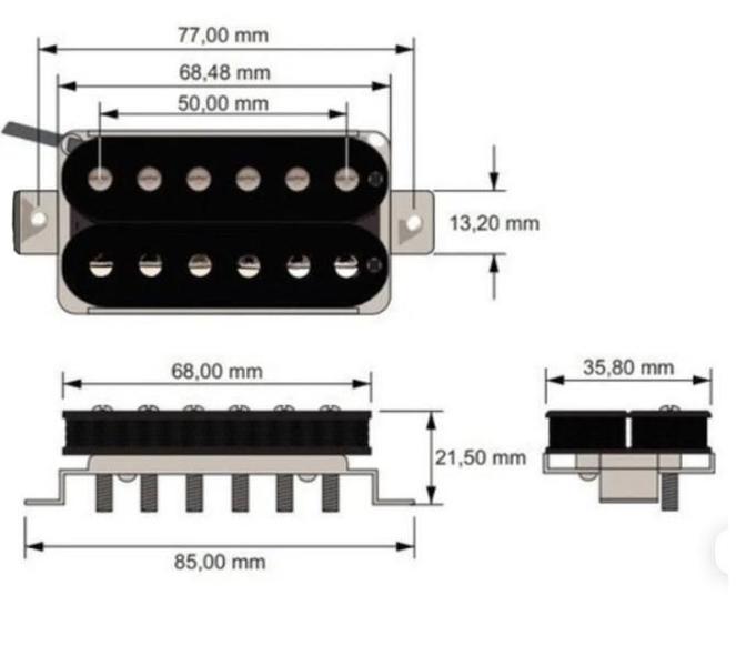 Imagem de Captador Kent Armstrong Humbucker Preto Guitarra Alnico Paf HPAO1