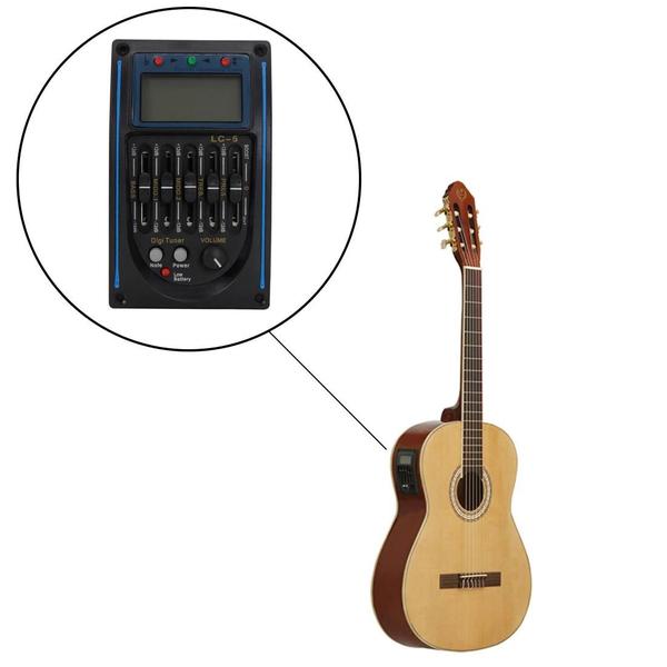 Imagem de Captador para Guitarra Acústica Clássica com Pré-Amplificador de 4/5 Bandas - Controle de Volume, Médio, Agudos e Graves