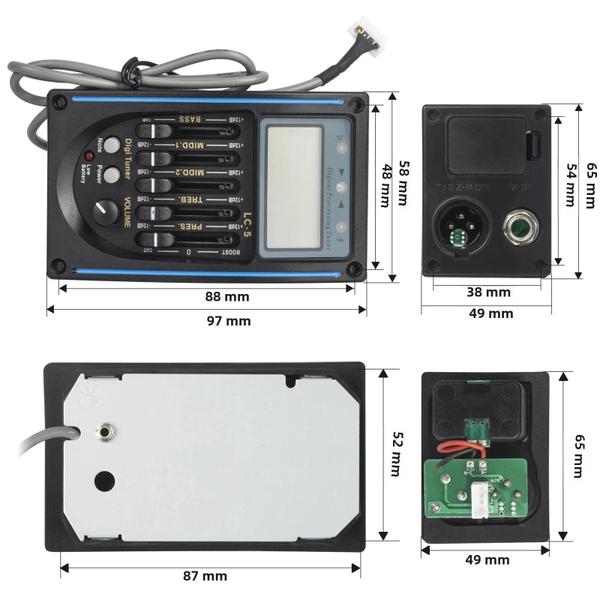 Imagem de Captador para Violão Acústico LC-5 - Afinador, Pré-amplificador EQ e Equalizador Piezo de 5 Bandas com Display LCD