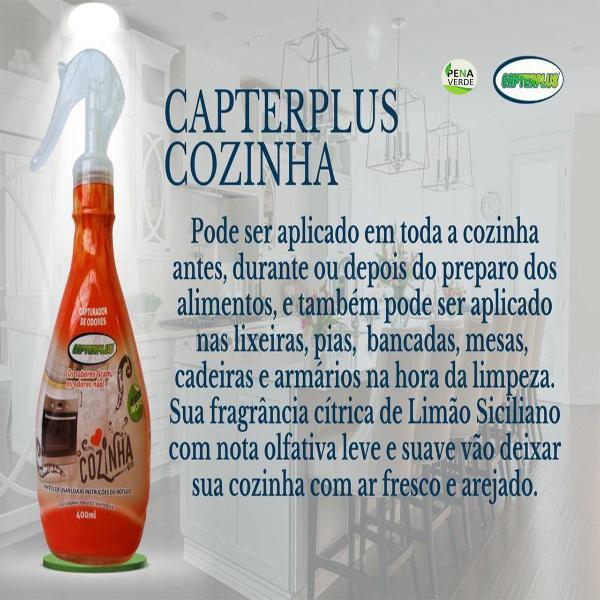 Imagem de Capturador de Odores Cozinha 400ml Capterplus Captura Odores e Perfuma em Ambientes Com Preparação de Alimentos