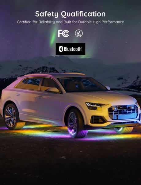 Imagem de Car Underglow Lights fornece RBIC 16 milhões de cores e 45 modos