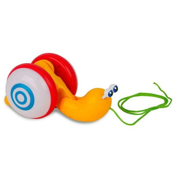 Imagem de Caracol Brinquedo Interativo Infantil de Puxar C/ Música e Luzes Estica e Encolhe - Zoop