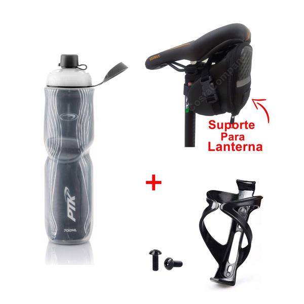 Imagem de Caramanhola garrafa Térmica 700 ml  + Suporte com parafusos + Bolsa De Selin Bike