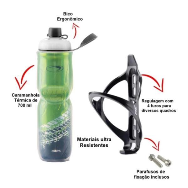 Imagem de Caramanhola Térmica para Bicicleta Squeeze Térmica Garrafinha para Bike Com Suporte e Parafusos