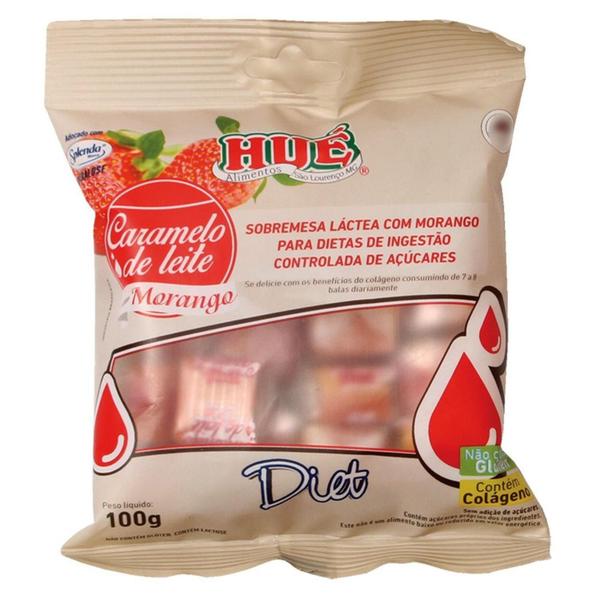 Caramelo De Leite Com Morango Diet Hué 100G - HUE Imagem de Caramelo De Leite Com Morango Diet Hué 100G