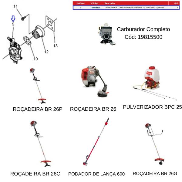 Imagem de Carburador Completo Branco Br26G/26P/33G Para Roçadeiras