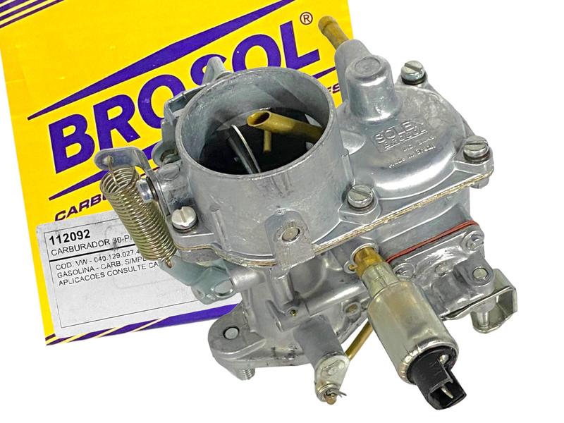 Imagem de Carburador Simples Fusca Brasilia Kombi 1500 1600 Brosol Solex H30Pic Gasolina Com Interruptor Lenta