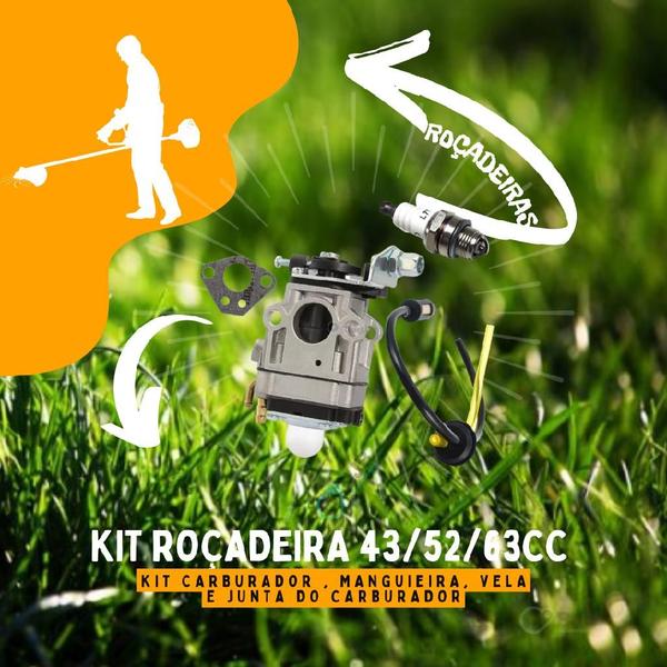 Imagem de Carburador Vela Roçadeira 2T Compativel Branco Br 43 52Cc