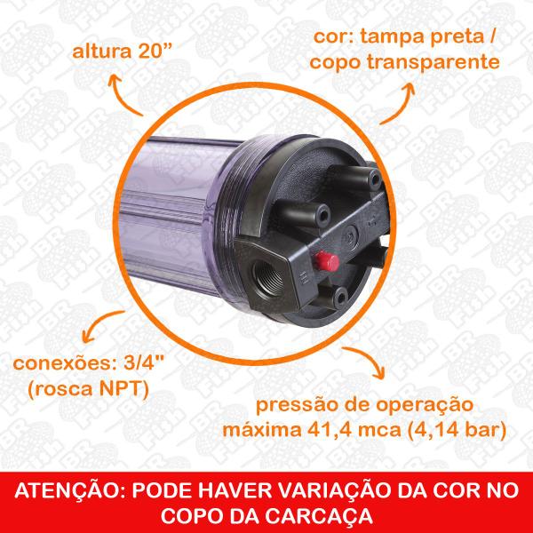 Imagem de Carcaça 20" Transparente Resina MB400 Estágio Extra Osmose