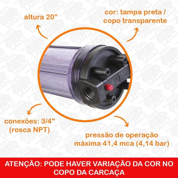 Imagem de Carcaça 20 Transparente Resina Mb475 Estágio Extra Osmose