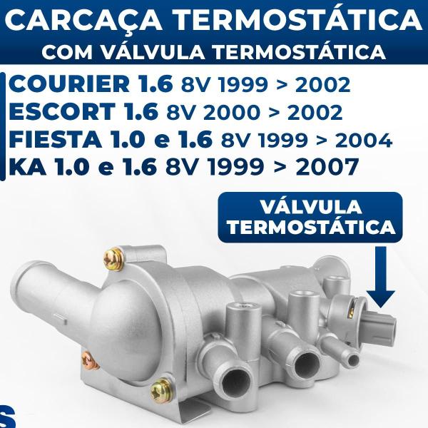 Imagem de Carcaça de Válvula Termostática Alumínio 1.0 1.6 Ford Fiesta Ka Rocan Escorta