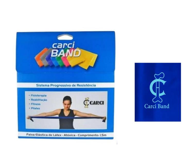 Carci Band Azul 1,5m Faixa Elástica Média Forte Nº4 Imagem de Carci Band Azul 1,5m Faixa Elástica Média Forte Nº4