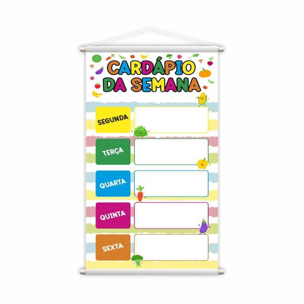 Imagem de Cardápio Da Semana Banner Escolar Pedagógico 80X50Cm