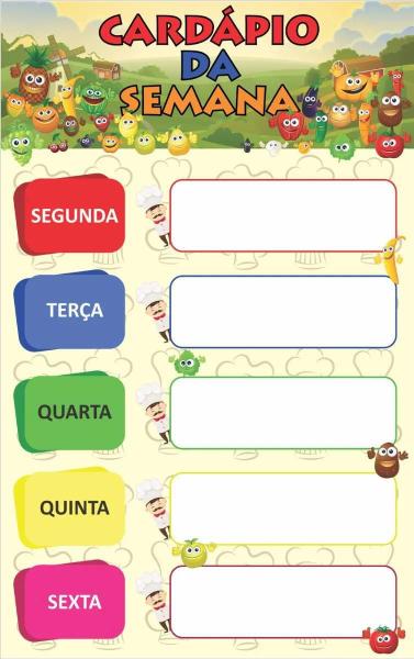 Imagem de Cardápio Do Dia Educativo Escolar Painel Lona