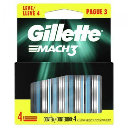 Imagem de Carga Aparelho Barbear Gillette Mach3 com 4 unidades