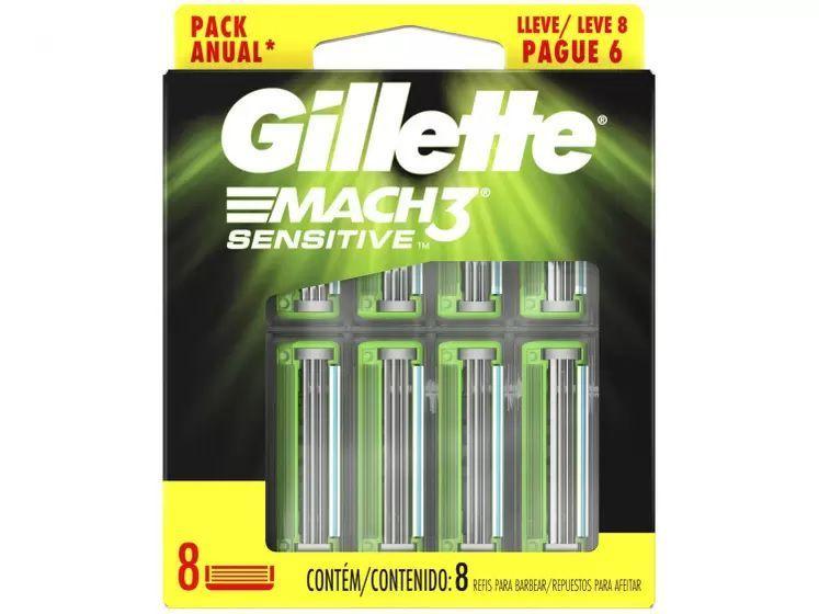 Imagem de Carga aparelho barbear gillette mach3 sensitive 8 unidades