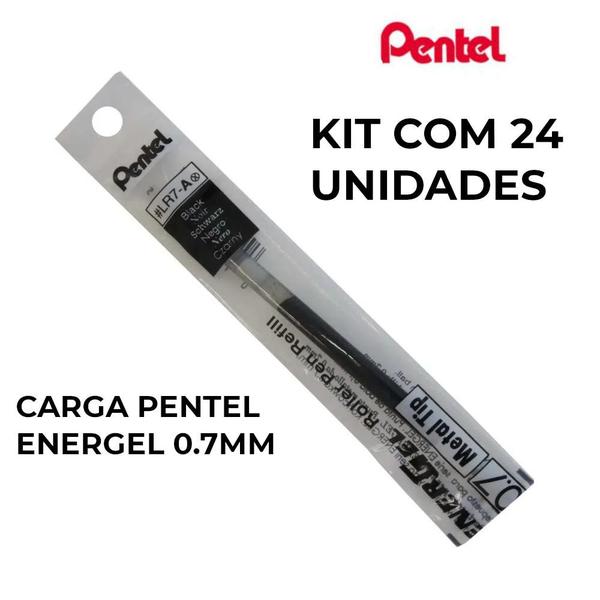 Imagem de Carga caneta refil pentel energel lr7-c 0.7 preta kit 24 und